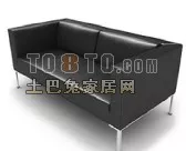 Beautiful Sofa Black Leather Steel Leg 3d model