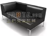 Black Leather Bench Sofa 3d model