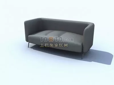 Four Seats Sofa Grey Fabric 3d model