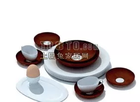 Tableware With Dish Bowl Cup 3d model Tableware With Dish Bowl Cup 3d model