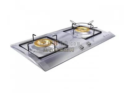 Old Countertop Gas Cooktop 3d model