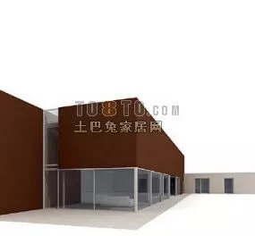 Modern Simple Villa Building 3d model