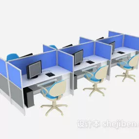 Modular Desk Tables And Chairs 3d model