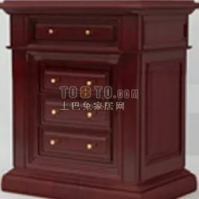 Wood Bedside Table Brown Color 3d model