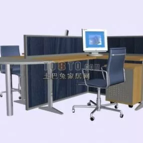 Computer Table Unit With Chair 3d model