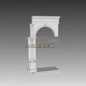 European Column Corner With Heading 3d model