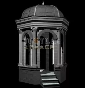 European Stone Pavilion Building 3d model