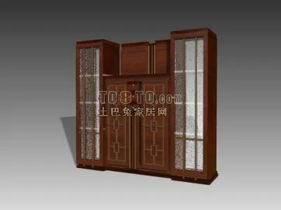 Tall Wine Rack With Wine Bottles And Vase 3d model