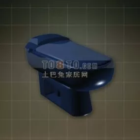 Blue Ceramic Toilet 3d model