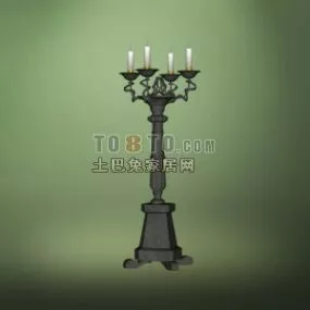 Antique Brass Candlestick Light 3d model