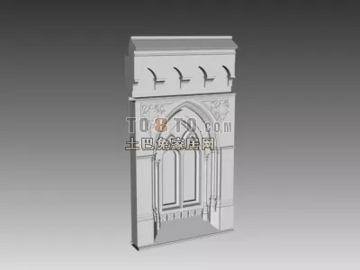 Wall Decoration With Cross Carved 3d model
