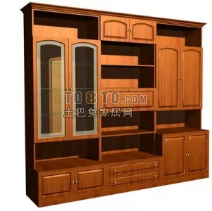 Office Glasscase Wooden Frame 3d model
