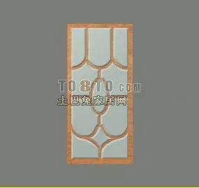 Door Window Frame Wooden Material 3d model