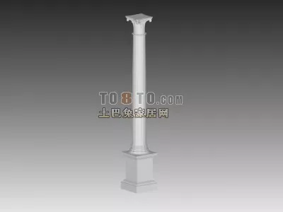 European Entrance Column Wall 3d model