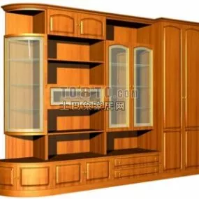 Antique Wooden Bookcase Shelf 3d model