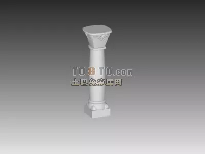 European Round Column Square Base 3d model
