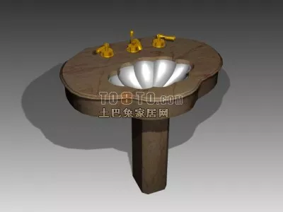 Modern Washbasin With Rectangular Mirror 3d model