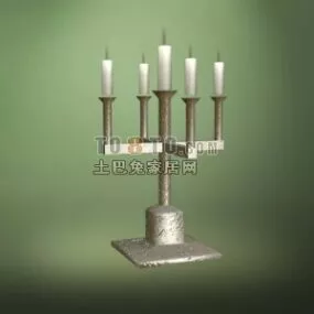 Candle Light On Antique Holder 3d model