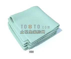 Bathroom Towel Stack Cyan Color 3d model