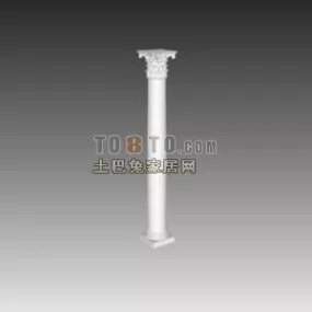 European Classic Column Carved Head 3d model