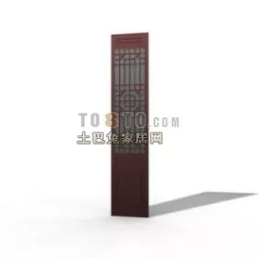 Chinese Door Brown Wood 3d model