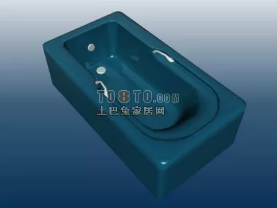 White Bathtub Porcelain Material 3d model