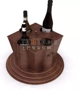 Set Of Glass Bottle On Tray 3d model