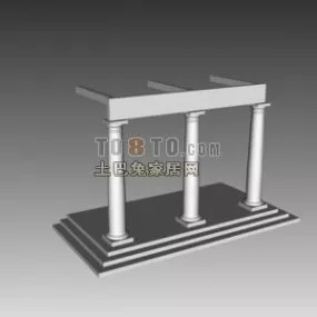 European Entrance Column Wall 3d model