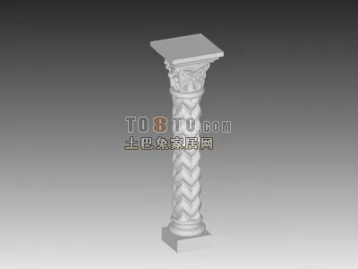 Square Column Grey Stone 3d model