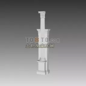 European Construction Column Square Style 3d model