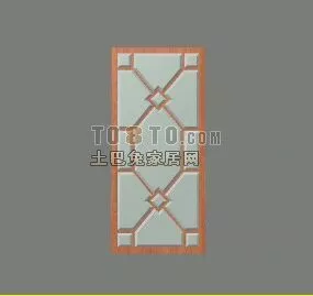Rectangular Door Window Wood Frame 3d model