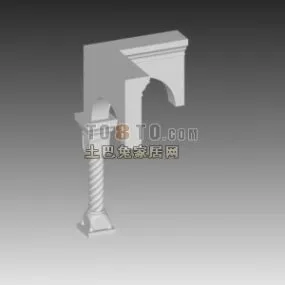 European Wall Head Decoration With Column 3d model