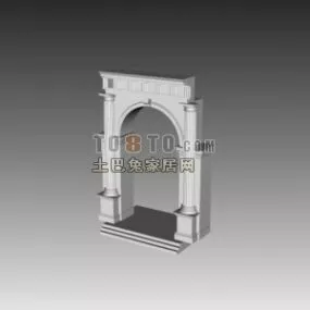 European Classic Arc Wall Gate With Column 3d model