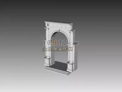 European Brick Wall Arc Component 3d model