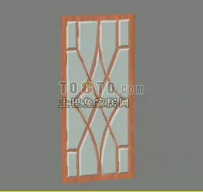 Door Window With Latice Frame 3d model