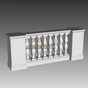 European Column Handrail Stairs Pom 3d model