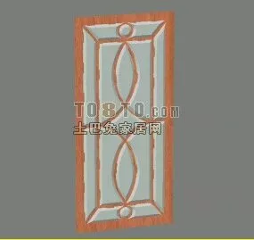 Glass Door With Wood Frame Pattern 3d model