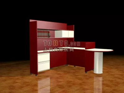 Green Plastic Table With Tableware 3d model