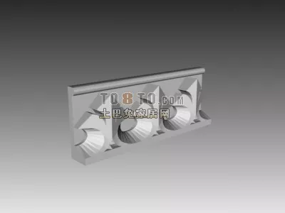 European Component Wall With Carved Window 3d model