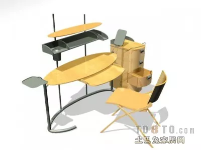 European Home Work Desk Elegant Style 3d model