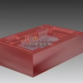 Red Bathtub Filled Water 3d model