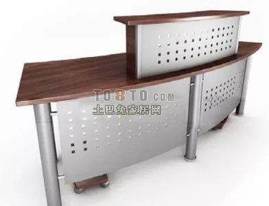 Classic White Work Desk With Side Cabinet 3d model