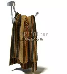 Bathroom Towel On Curved Hanger 3d model