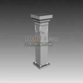 European Square Column Classic Style 3d model