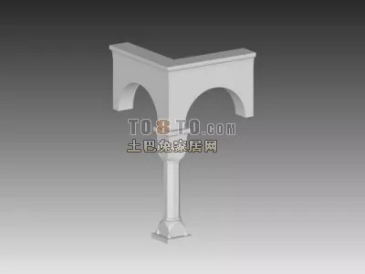 Square Column Wireframe 3d model