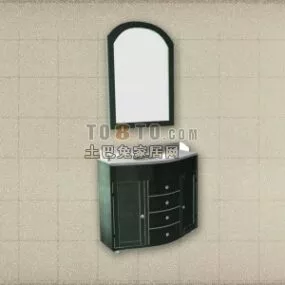 Bathroom Mirror With Makeup Table 3d model