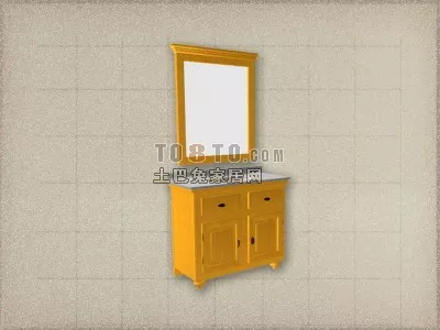 Bathroom Table With Antique Mirror 3d model