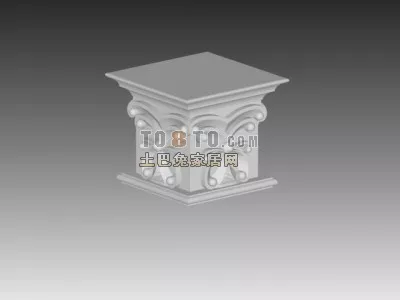 Antique Stone Column Carved Style 3d model