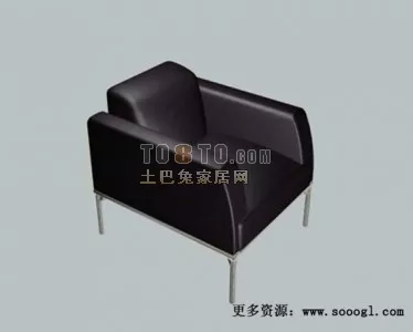 Chair Tufted Back Curved Shape 3d model
