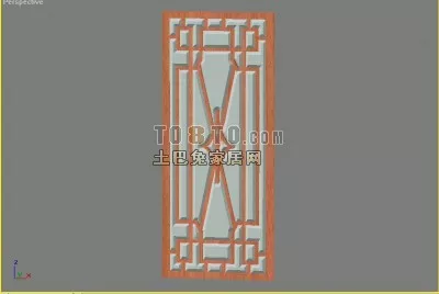 Walnut Door With Wood Frame 3d model
